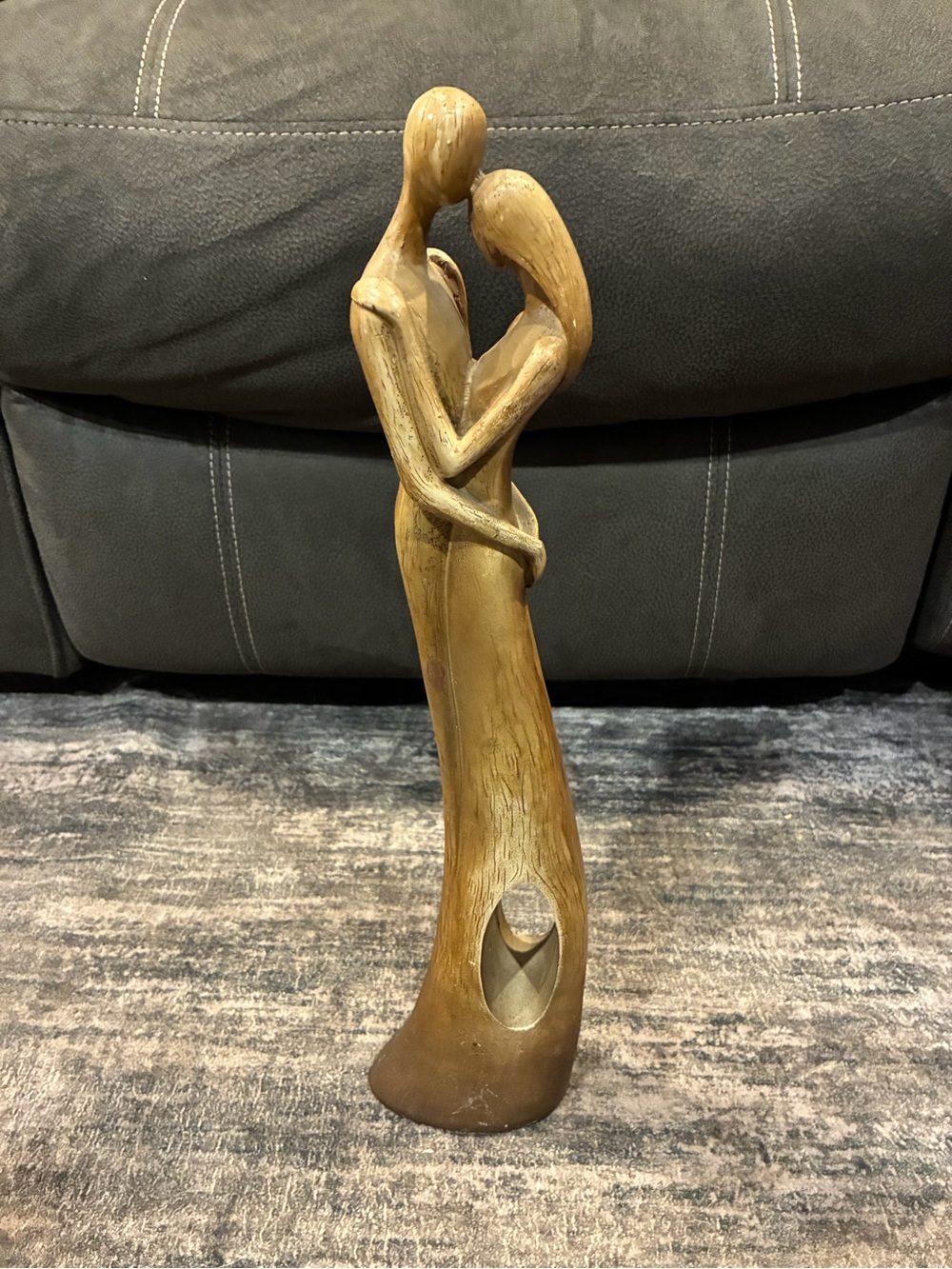 Abstract Embrace Sculpture in Warm Brown - Home Art